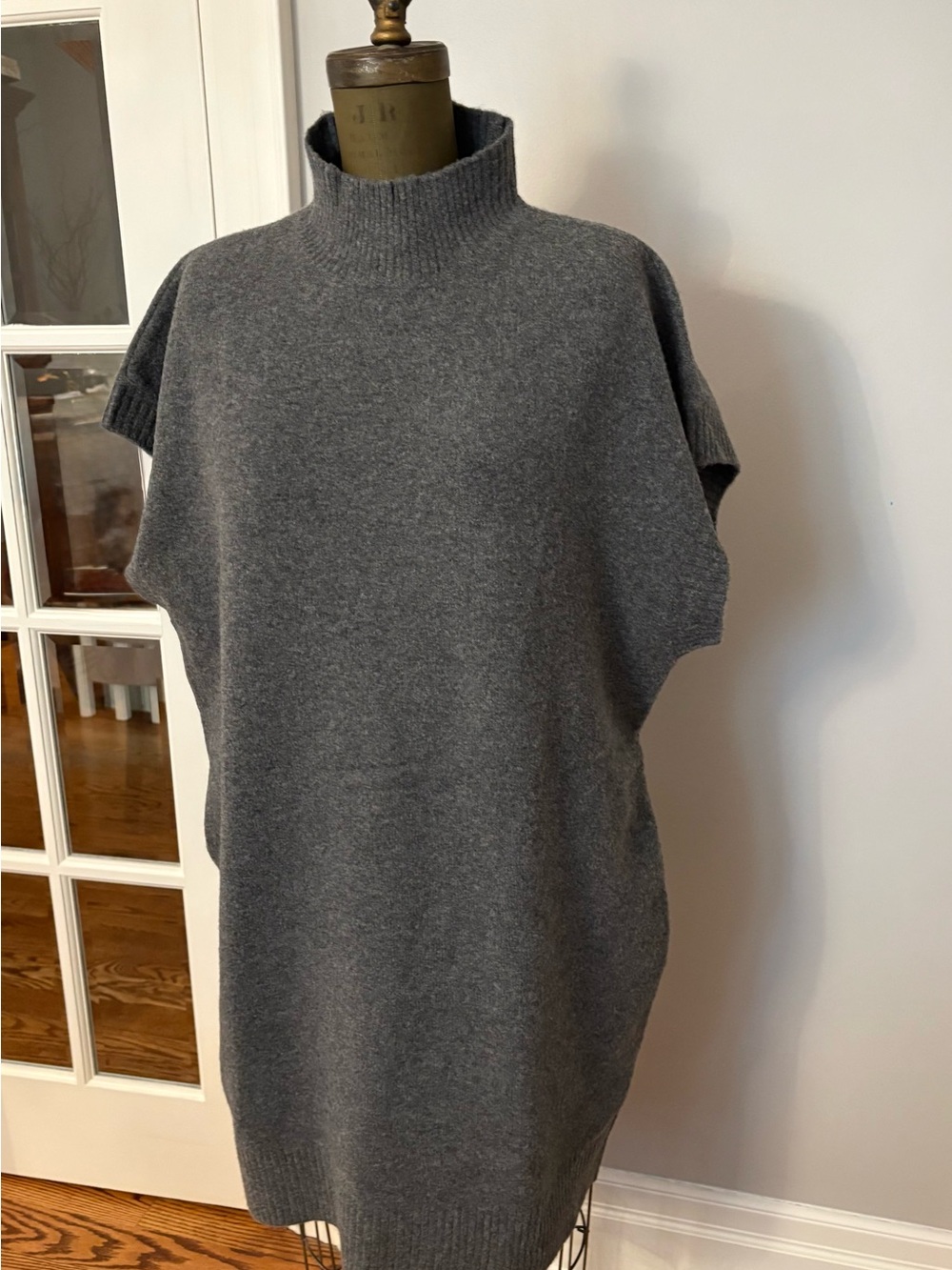 DKNY Charcoal Gray Mock Neck Sweater Dress